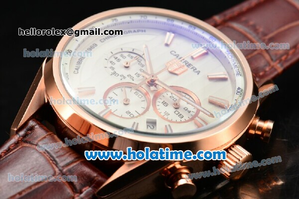 Tag Heuer Carrera Calibre 1969 Chrono Jack Heuer Limited Edition Miyota OS20 Quartz Rose Gold Case with Stick Markers and White Dial - Click Image to Close